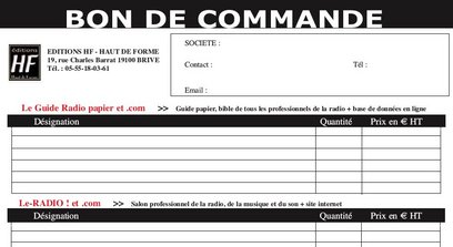 Tarifs et Bon de Commande